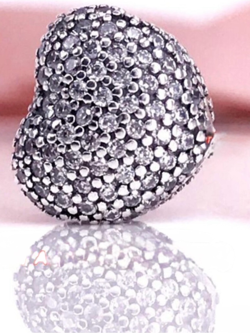Pandora Retired Pavé Heart Clip Charm Clear CZ Sterling 925 - Picture 5 of 12